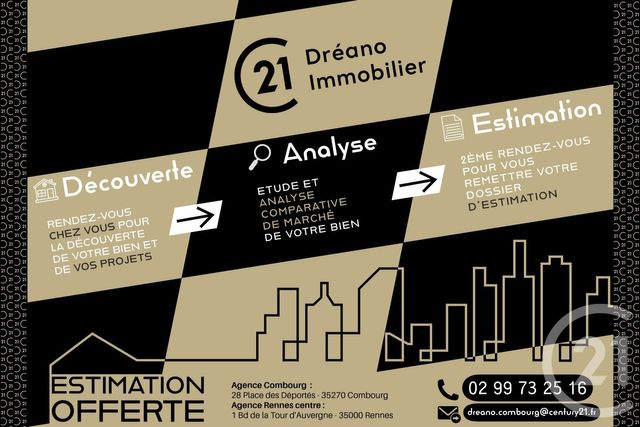 Appartement T3 à vendre - 3 pièces - 49.65 m2 - COMBOURG - 35 - BRETAGNE - Century 21 Dréano Immobilier